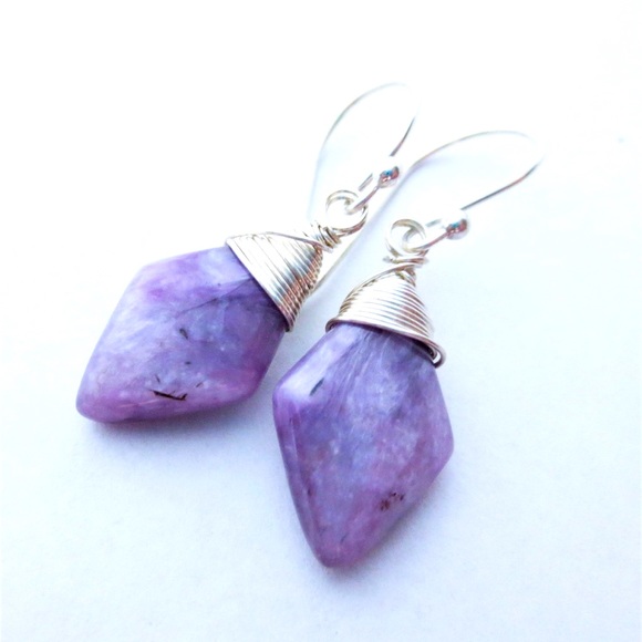 Charoite Gemstone Sterling Silver Earrings EE Designs - Picture 1 of 4